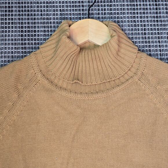LOGG Label of Graded Goods Sweater Women Large Tan Brown Cotton Knit Turtle Neck - Picture 9 of 10